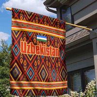 Uzbekistan Garden Flag with Traditional Geometric Motif Design - Wonder Print Shop