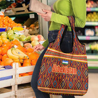 Uzbekistan Grocery Bag with Traditional Geometric Motif Design - Wonder Print Shop