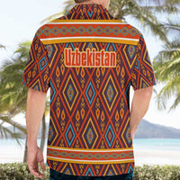 Uzbekistan Hawaiian Shirt with Traditional Geometric Motif Design - Wonder Print Shop