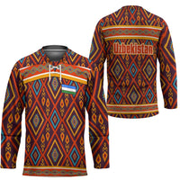 Uzbekistan Hockey Jersey with Traditional Geometric Motif Design - Wonder Print Shop