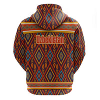 Uzbekistan Hoodie with Traditional Geometric Motif Design - Wonder Print Shop