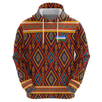 Uzbekistan Hoodie with Traditional Geometric Motif Design - Wonder Print Shop
