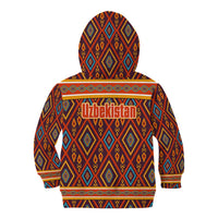 Uzbekistan Kid Hoodie with Traditional Geometric Motif Design - Wonder Print Shop