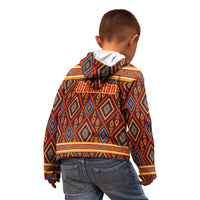 Uzbekistan Kid Hoodie with Traditional Geometric Motif Design - Wonder Print Shop