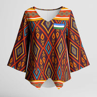 Uzbekistan Kimono Sleeve Blouse with Traditional Geometric Motif Design - Wonder Print Shop
