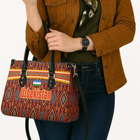 Uzbekistan Leather Bag with Traditional Geometric Motif Design - Wonder Print Shop