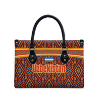 Uzbekistan Leather Bag with Traditional Geometric Motif Design - Wonder Print Shop
