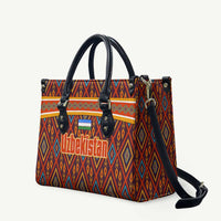 Uzbekistan Leather Bag with Traditional Geometric Motif Design - Wonder Print Shop