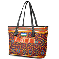 Uzbekistan Leather Tote Bag with Traditional Geometric Motif Design - Wonder Print Shop