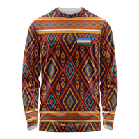 Uzbekistan Long Sleeve Shirt with Traditional Geometric Motif Design - Wonder Print Shop