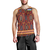 Uzbekistan Men Tank Top with Traditional Geometric Motif Design - Wonder Print Shop