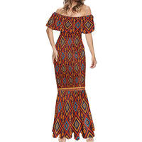 Uzbekistan Mermaid Dress with Traditional Geometric Motif Design - Wonder Print Shop