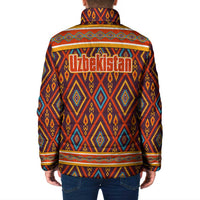 Uzbekistan Padded Jacket with Traditional Geometric Motif Design - Wonder Print Shop