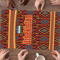 Uzbekistan Puzzle with Traditional Geometric Motif Design - Wonder Print Shop