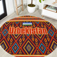 Uzbekistan Round Carpet with Traditional Geometric Motif Design - Wonder Print Shop