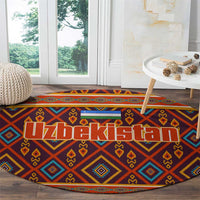 Uzbekistan Round Carpet with Traditional Geometric Motif Design - Wonder Print Shop