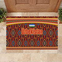 Uzbekistan Rubber Doormat with Traditional Geometric Motif Design - Wonder Print Shop