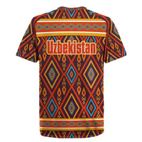 Uzbekistan Rugby Jersey with Traditional Geometric Motif Design - Wonder Print Shop
