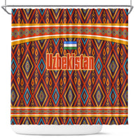 Uzbekistan Shower Curtain with Traditional Geometric Motif Design - Wonder Print Shop