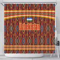 Uzbekistan Shower Curtain with Traditional Geometric Motif Design - Wonder Print Shop
