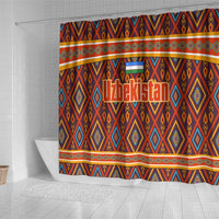 Uzbekistan Shower Curtain with Traditional Geometric Motif Design - Wonder Print Shop