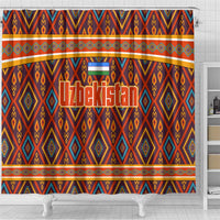 Uzbekistan Shower Curtain with Traditional Geometric Motif Design - Wonder Print Shop