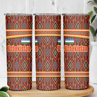 Uzbekistan Skinny Tumbler with Traditional Geometric Motif Design - Wonder Print Shop