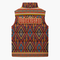 Uzbekistan Sleeveless Puffer Jacket with Traditional Geometric Motif Design - Wonder Print Shop