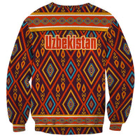Uzbekistan Sweatshirt with Traditional Geometric Motif Design - Wonder Print Shop