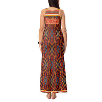Uzbekistan Tank Maxi Dress with Traditional Geometric Motif Design - Wonder Print Shop