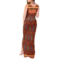 Uzbekistan Tank Maxi Dress with Traditional Geometric Motif Design - Wonder Print Shop