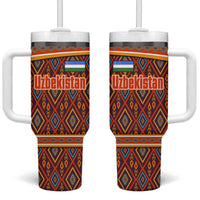 Uzbekistan Tumbler With Handle with Traditional Geometric Motif Design - Wonder Print Shop