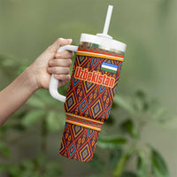 Uzbekistan Tumbler With Handle with Traditional Geometric Motif Design - Wonder Print Shop