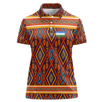 Uzbekistan Women Polo Shirt with Traditional Geometric Motif Design - Wonder Print Shop