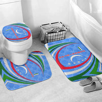 Uzbekistan Bathroom Set with Crescent Star and Ornamental Swirl Design - Wonder Print Shop