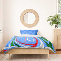 Uzbekistan Bedding Set with Crescent Star and Ornamental Swirl Design - Wonder Print Shop