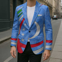Uzbekistan Blazer with Crescent Star and Ornamental Swirl Design - Wonder Print Shop