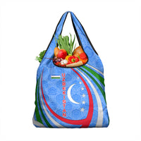 Uzbekistan Grocery Bag with Crescent Star and Ornamental Swirl Design - Wonder Print Shop
