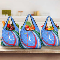 Uzbekistan Grocery Bag with Crescent Star and Ornamental Swirl Design - Wonder Print Shop