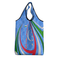 Uzbekistan Grocery Bag with Crescent Star and Ornamental Swirl Design - Wonder Print Shop