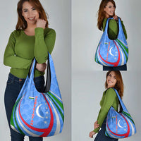Uzbekistan Grocery Bag with Crescent Star and Ornamental Swirl Design - Wonder Print Shop