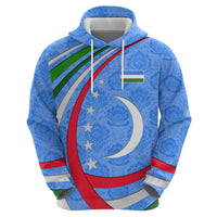 Uzbekistan Hoodie with Crescent Star and Ornamental Swirl Design - Wonder Print Shop