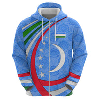 Uzbekistan Hoodie with Crescent Star and Ornamental Swirl Design - Wonder Print Shop