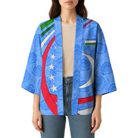 Uzbekistan Kimono with Crescent Star and Ornamental Swirl Design - Wonder Print Shop