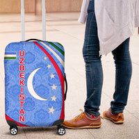 Uzbekistan Luggage Cover with Crescent Star and Ornamental Swirl Design - Wonder Print Shop