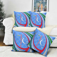 Uzbekistan Pillow Cover with Crescent Star and Ornamental Swirl Design - Wonder Print Shop