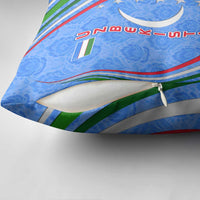 Uzbekistan Pillow Cover with Crescent Star and Ornamental Swirl Design - Wonder Print Shop