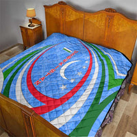 Uzbekistan Quilt with Crescent Star and Ornamental Swirl Design - Wonder Print Shop