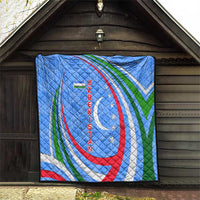 Uzbekistan Quilt with Crescent Star and Ornamental Swirl Design - Wonder Print Shop