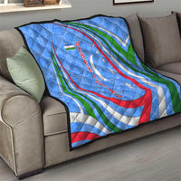 Uzbekistan Quilt with Crescent Star and Ornamental Swirl Design - Wonder Print Shop